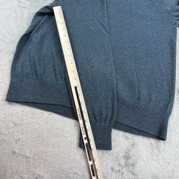 Eddie Bauer Sweater Mens Large Blue 1/4 Zip Mock Neck Cotton Cashmere Knit - Picture 8 of 9